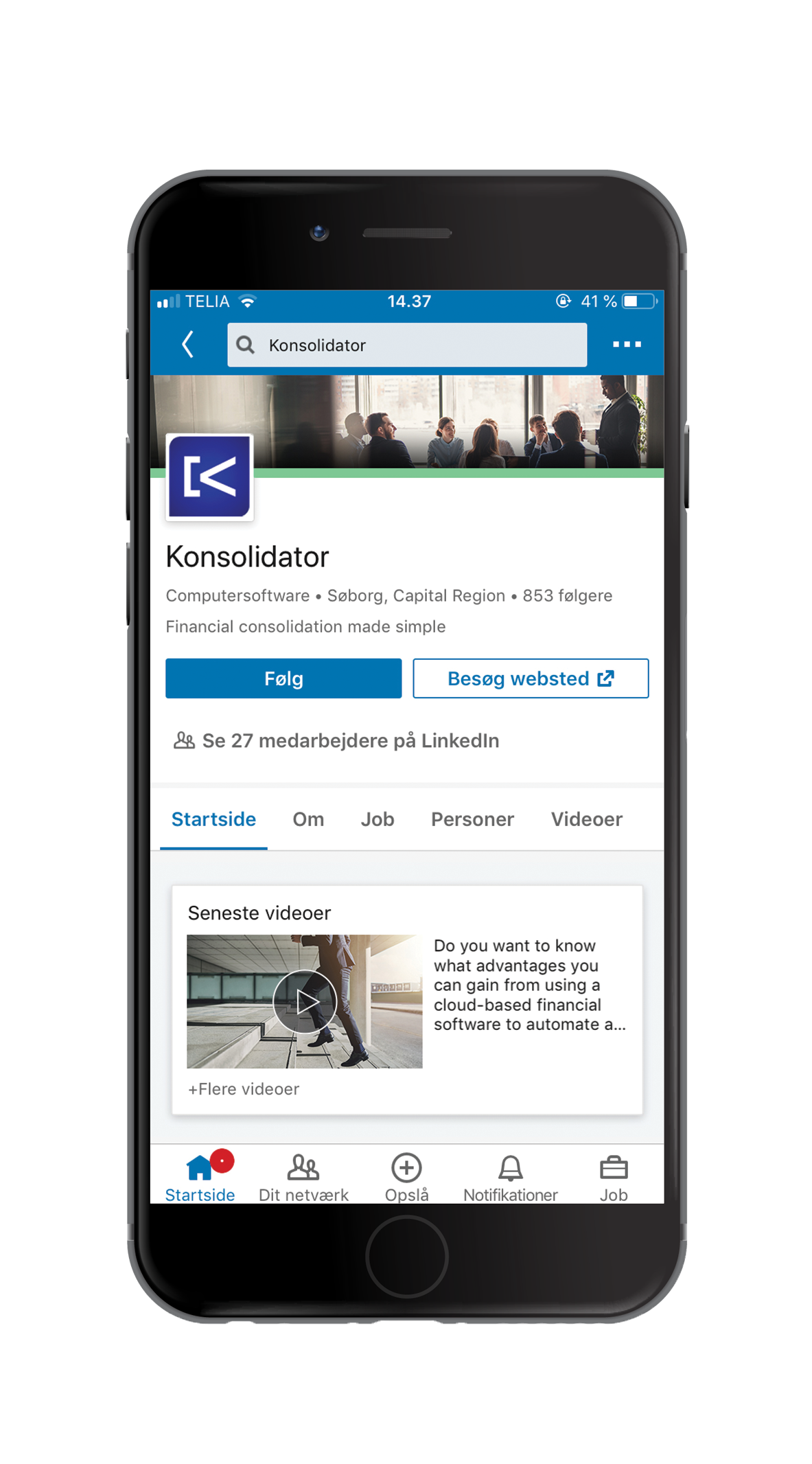 LinkedIn page mockup